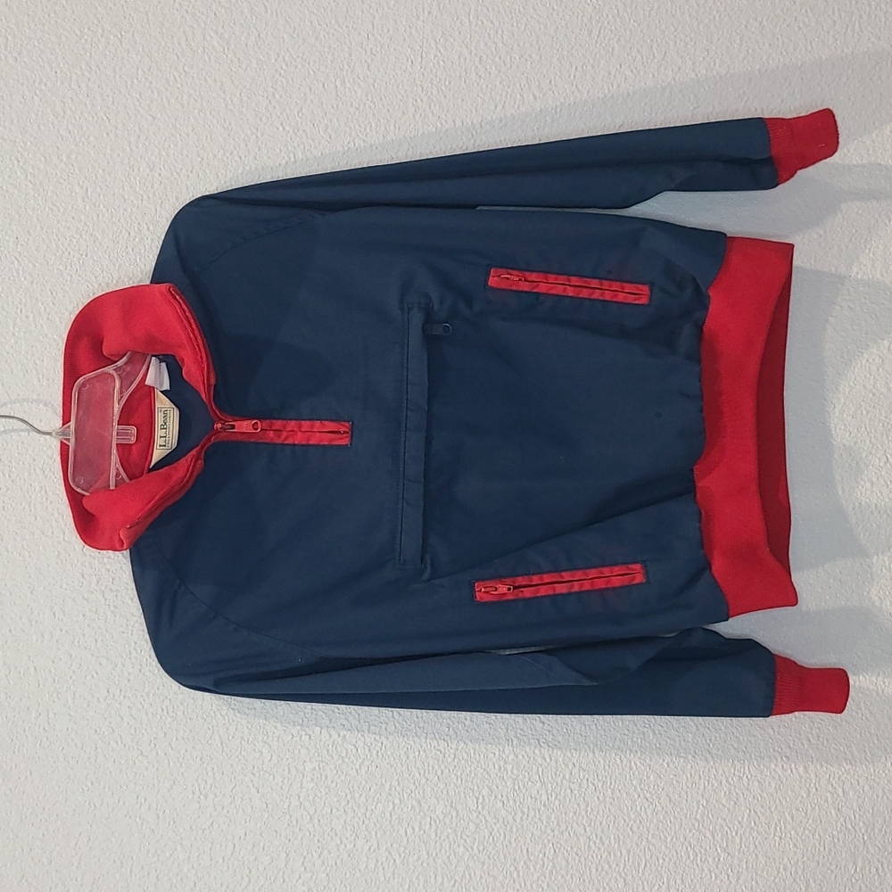Vintage L.L. Bean pullover jacket windbreaker XS navy & red